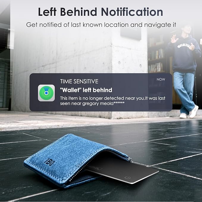 Wallet Tracker Card Air-Tag (iOS Only) - Work with Apple Find My, Bluetooth Tracker Smart Tracking Card Wallet Finder, 0.07in Slim, IP68 Waterproof, Item Locator for Luggage Tags, Passports, Purse