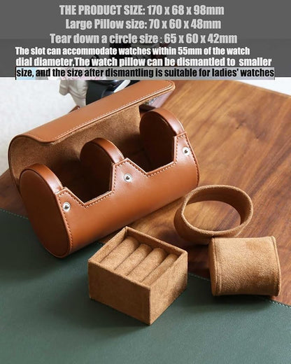 PU Leather Watch & Cufflink Travel Case Combo, Small Watch & Cufflink Ring Organizer, Portable Storage Box For Men Gift