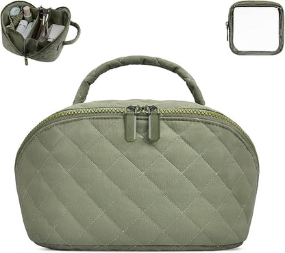Makeup Bag,Quilted Puffer Cosmetic Bags,Travel Toiletry Bag for Women,Large Capacity Waterproof Make up Bag Set