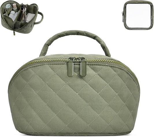 Makeup Bag,Quilted Puffer Cosmetic Bags,Travel Toiletry Bag for Women,Large Capacity Waterproof Make up Bag Set