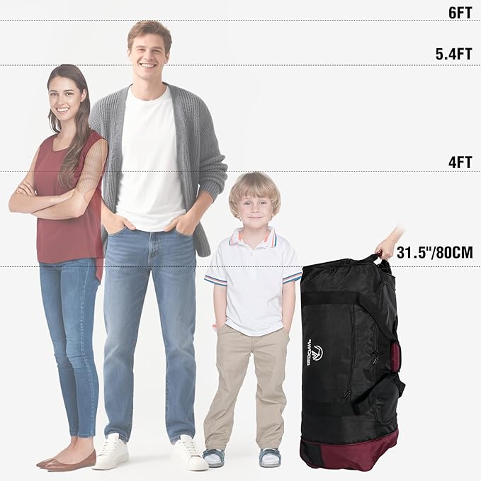 REDCAMP 85L/120L/140L Foldable Duffle Bag with Wheels, Large Travel Duffel Bag