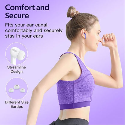 TAGRY Bluetooth Headphones True Wireless Earbuds 60H Playback LED Power Display Earphones with Wireless Charging Case IPX5 Waterproof in-Ear Ear buds with Mic for TV Smart Phone Laptop Computer Sports