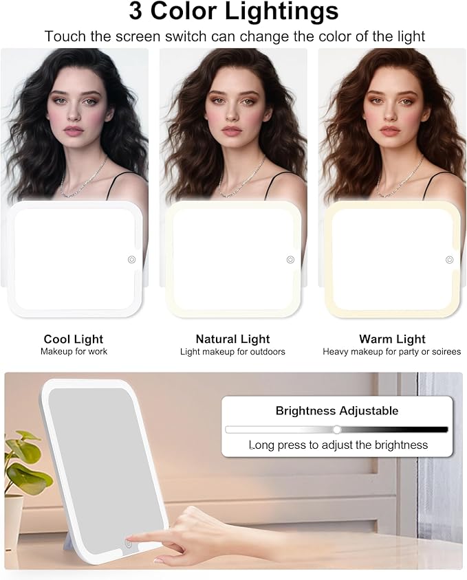 Relavel Makeup Bag with LED Mirror, Dual Layer Cosmetic Train Case with Light up Mirror Large Travel Makeup Artist Organizer Bag for Women with Adjustable Dividers & Nail Polish Organizer, Black