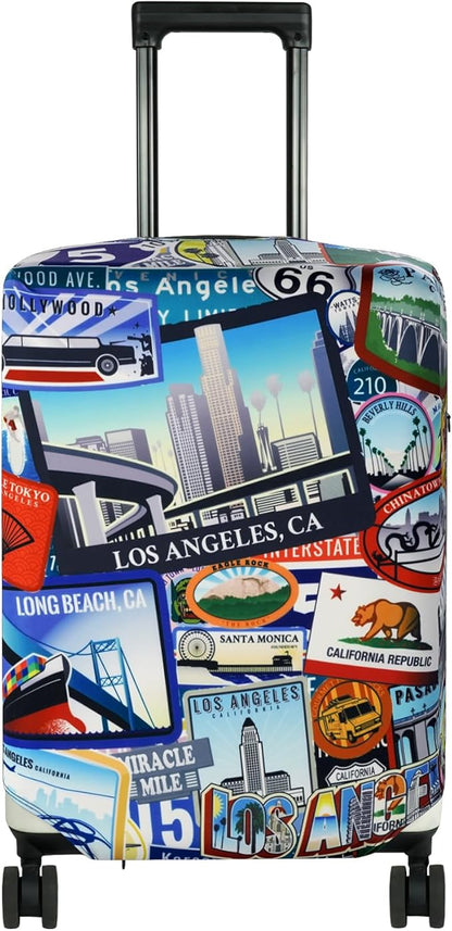 HYPER VENTURE Washable Luggage Cover - Fashion Suitcase Protector Fits 23-26 Inch Luggage (Travel Location, M)