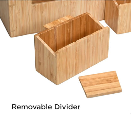 MobileVision Bamboo 12-Port Charging Station & Docking Organizer for Smartphones & Tablets, Family-Sized, for use in Corporate Offices & Classrooms (With 2 Bamboo Caddy Add Ons Included)