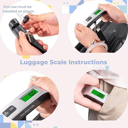 Luggage Straps for Suitcases - 4 pcs Travel Accessories, Heavy Duty Adjustable Suitcase Straps with Add a Bag Strap, Multi-Suitcase Luggage Connector Straps (Luggage Scale + 3 Pack Luggage Belt)
