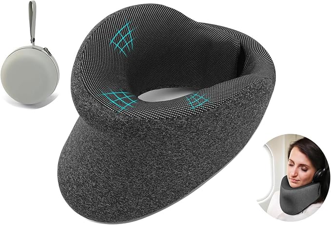 Travel Neck Pillows for Airplanes, Patented Chin Support Napping Travel pillow for Airplanes to Prevent Head Tipping,Dense Memory Foam for Plush Support,Ergonomic Airplane Pillow for Long Flight