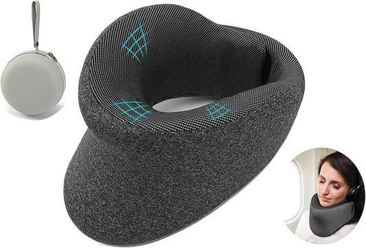 Travel Neck Pillows for Airplanes, Patented Chin Support Napping Travel pillow for Airplanes to Prevent Head Tipping,Dense Memory Foam for Plush Support,Ergonomic Airplane Pillow for Long Flight