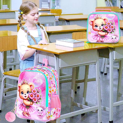 WZLVO 3PCS Kids Backpack for Girls, Unicorn Dinosaur Animal Prechool Elementary Kindergarten School Bookbag with Lunch Box