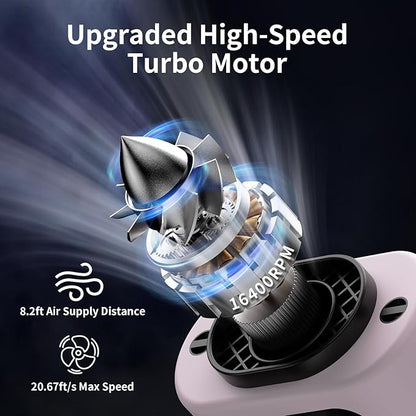 Socool 14500mAh Portable Waist Fan Clip on Belt 360 Rotation Wearable Rechargeable Personal Shirt Fan, 67H Cooling 5-Speed Battery Operated Fans with Light, Neck Fan Hanging for Outdoor Camping Travel