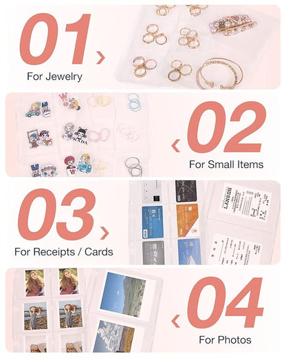 BAGSMART Jewelry Travel Organizer Case for Home Jewelry Organizer Storage Ring Binder Clear Bags Zipper Rolls Pouch for Necklaces, Earrings, Rings, Bracelets, Black