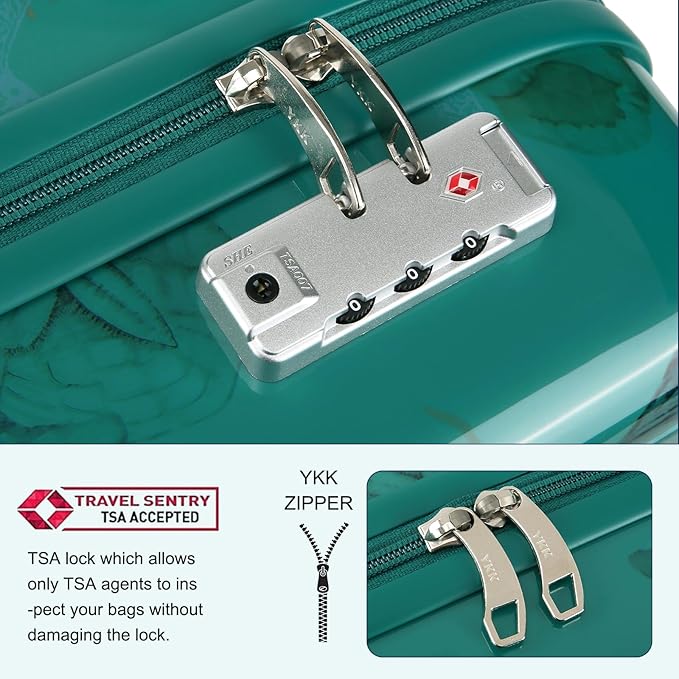 Somago Spinner 18" Hardside PC Carry on Suitcase with TSA Lock Lightweight Children Luggage(18inch, Seashell Blue)