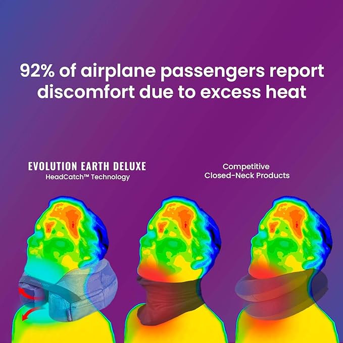 Cabeau Best Neck Pillow for Travel – Evolution Earth Deluxe – 360° Head, Neck and Chin Support for Sleeping – Sustainable Memory Foam - Removable, Washable Cover with Compact Carrying Case (Fire)