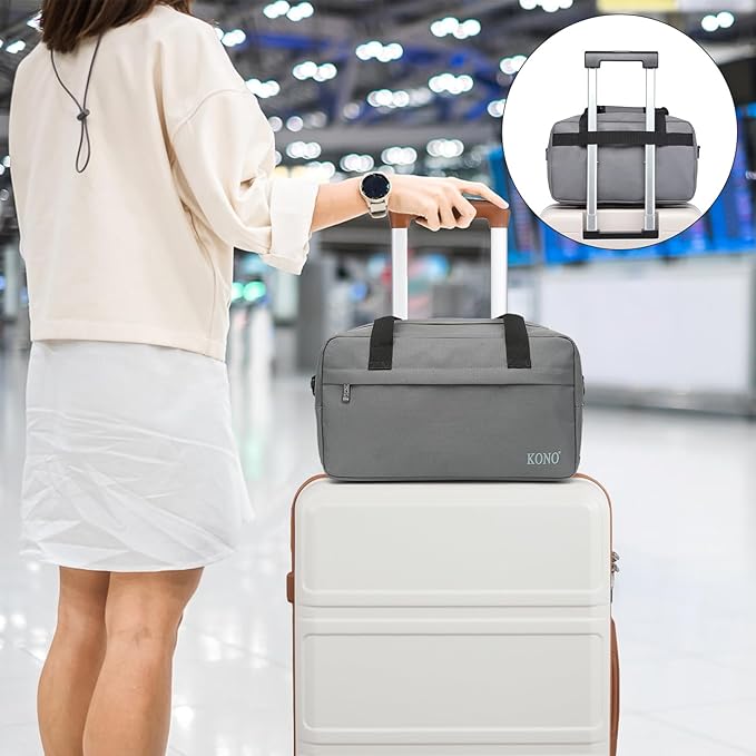 Kono Travel Duffel - 14L Under Seat Carry-On Sports Tote Gym Weekender Overnight Bag - 13.78"x7.87"x7.87" Gray