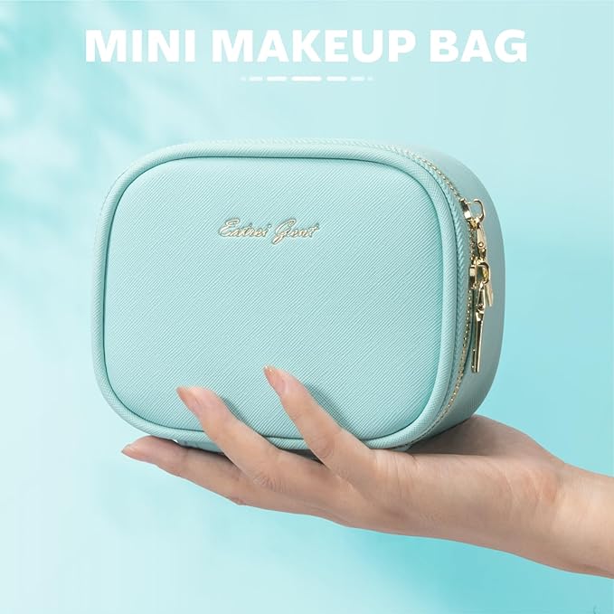 Small Makeup Bag with Led Mirror, Mini Travel Make up Bag 3 Light Modes Adjustable Brightness, for Women Organizer Cosmetic Bag, Portable Travel Train Toiletry Bag, for Pool Parties Work Touch-Ups