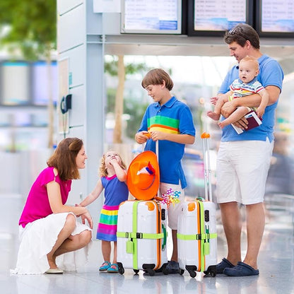 Reginary 8 Pcs Luggage Straps Suitcase Tags Set 4 Travel Adjustable Suitcase Belt 4 PU Leather Luggage Tags ravel Accessories (Green)