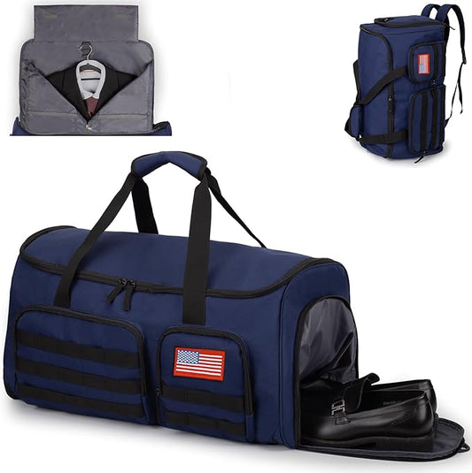 3-in-1 Tactical Garment Bag For Men,55L Large Capacity Convertible Suit Bag,Garment Bags For Hanging Clothes With Shoes Compartment, Multi-Functional Suit Bag For Travel Business