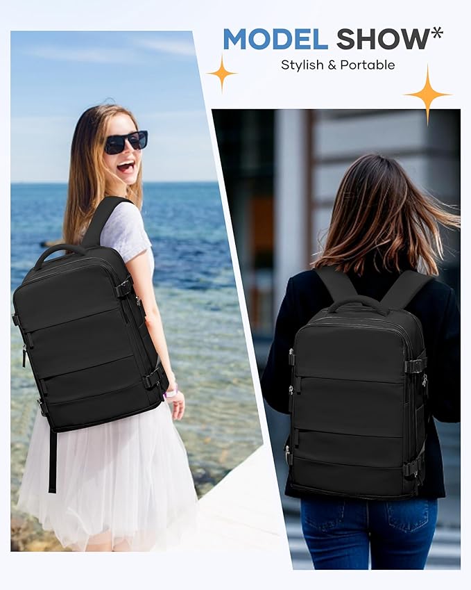 Travel Backpack For Women Men Airline Approved Carry On Backpack Flight Approved Waterproof Sports Luggage Backpack Casual Daypack Small Hiking Backpacks Black Backpacks