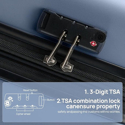 NINETYGO Carry On Luggage 22x14x9 Airline Approved, 20 Inch Luggage with Smooth Double Spinner Wheels, Hard Shell PC+ABS Suitcase Carry-On, Lightweight Travel Luggage, TSA Approved (Blue, Andes)