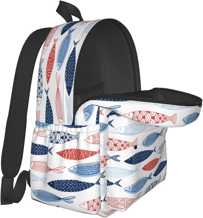 Ocean Fish Backpack School Bag Lightweight Bookbag Casual Daypack for Girls Boys Kids Women Men Travel Laptop 16 Inch