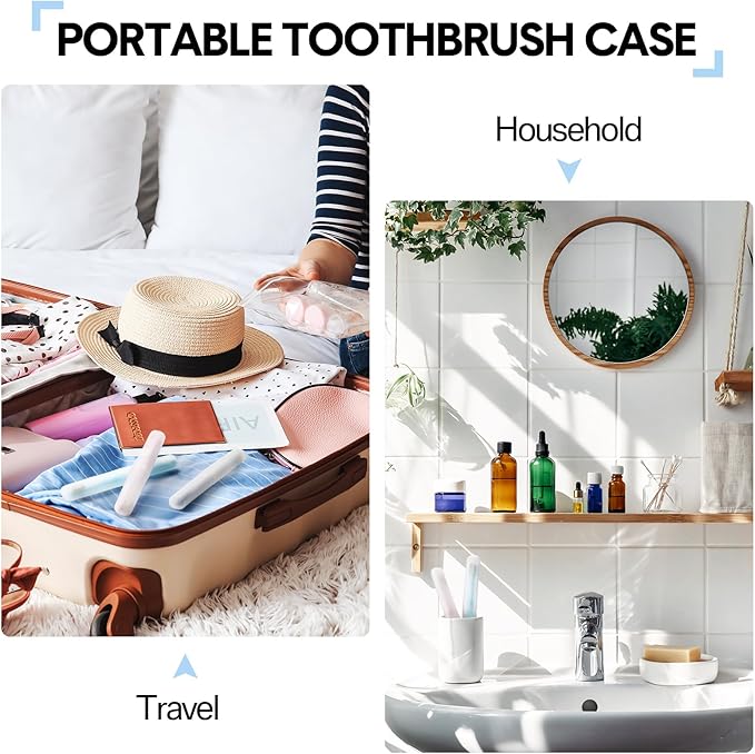 60 Pieces Plastic Toothbrush Holders Portable Travel Toothbrush Case Cover Protector Case Holders for Indoor Outdoor Travel Trip Home Camping School (Clear)