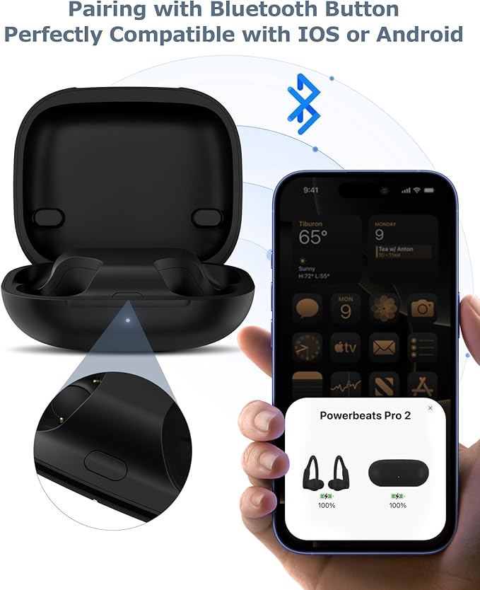 Charging Case Replacement Compatible with Powerbeats Pro 2-600mAh Battery Portable Wireless Charger Case with Bluetooth Pairing