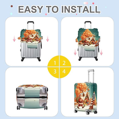 FOREVER QUEEN Santa Claus - Gingerbread House Luggage Cover Suitcase Protector Suitcase Cover Anti-Scratch,Stretchable Bag Cover Washable Durable Polyester