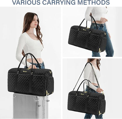 Duffle Bag for Travel,Personal Item Travel Bag with Toiletries Bag,Gym Bags for Men and Women with Wet Pocket & Shoes Compartment(Black)