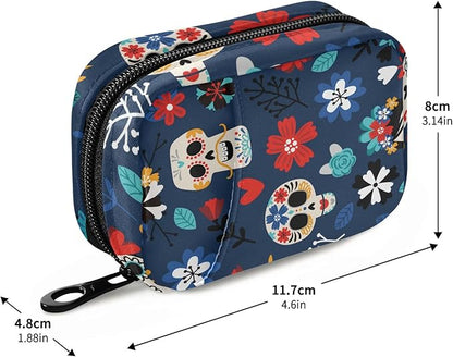 Travel Pill Organizer Weekly Small Pill Box 7 Day Pill Case Vitamin Holder Pill Bottle Organizer Cute Skull