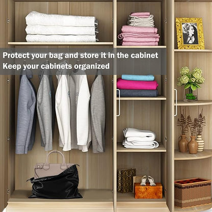 10 Pack Dust Bags for Purses and Handbags, Silk Dust Cover Storage Bag with Drawstring Travel Storage Pouch for Handbag Purse Shoes Boots (Black, 23.6 × 19.6 in)