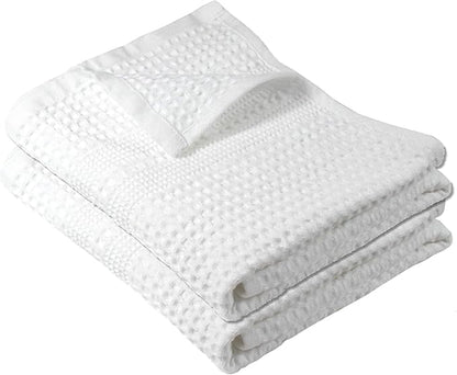 GILDEN TREE Waffle Hand Towels for Bathroom Quick Dry Towel Super Absorbent Thin 100% Cotton Lint Free, Hand Towels for Bathroom Set of 2, Classic Style (White)