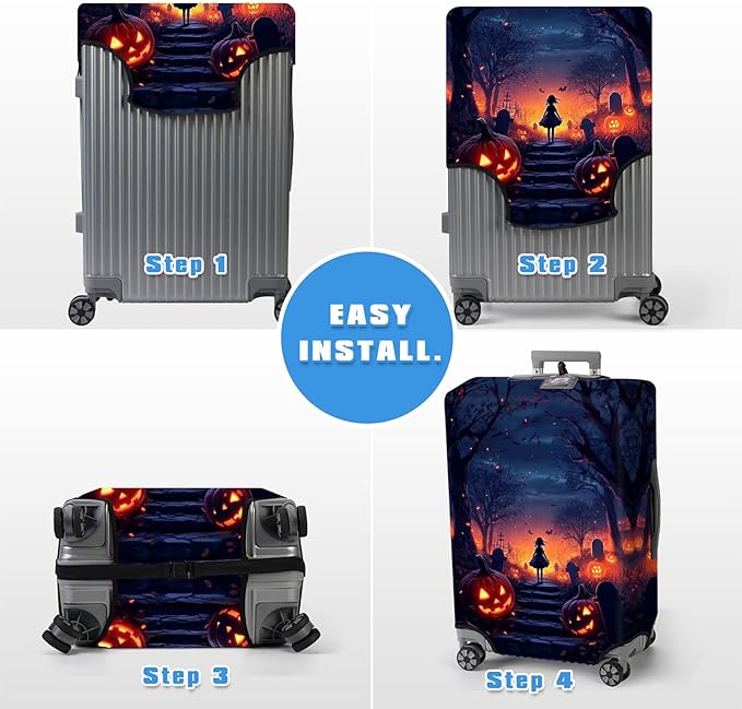 Luggage Cover Protector for 30-32 Inch Suitcases, TSA Approved Elastic Travel Suitcase Covers, Anti-Scratch Washable Luggage Sleeve for Carry On & Checked Bags, Dark Forest Girl