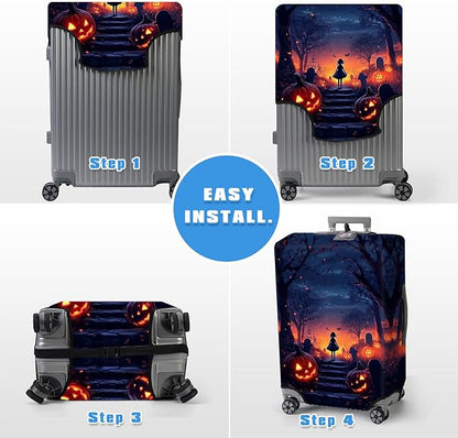 Luggage Cover Protector for 30-32 Inch Suitcases, TSA Approved Elastic Travel Suitcase Covers, Anti-Scratch Washable Luggage Sleeve for Carry On & Checked Bags, Dark Forest Girl