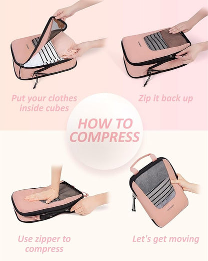 BAGSMART Compression Packing Cubes for Travel, 6 Set/5 Set/4 Set, Compression Suitcase Organizer Bags Set for Suitcases Travel Essentials, Lightweight Packing Organizers