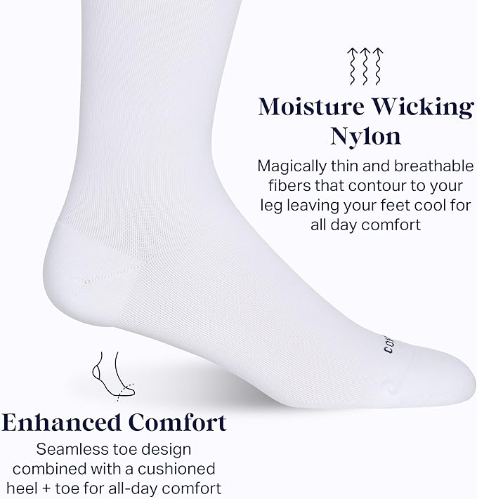 Comrad Nylon Knee High Socks - 15-20mmHg Graduated Compression Socks - Soft & Breathable Support Unisex Socks
