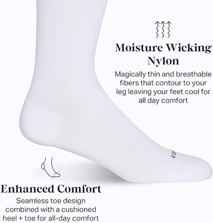 Comrad Nylon Knee High Socks - 15-20mmHg Graduated Compression Socks - Soft & Breathable Support Unisex Socks