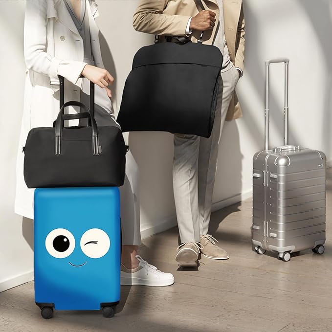 ANNA QUEEN Funny Blue emoticon Travel Luggage Cover Suitcase Protector Suitcase Cover Anti-Scratch,Stretchable Fit for 18-32Inch Luggage,Travel Bag Cover Washable XL(fits 29-32Inch suitcase)