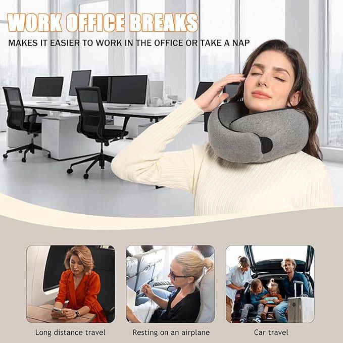 Travel Pillow for Headrest Memory Foam Neck Pillow Head Support Soft Pillow for Sleeping On Airplane Rest in Offices, Airplane Car and Home Use