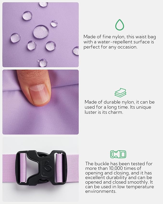 WATERFLY Fanny Pack Waist Packs: Large Crossbody Fanny Packs for Women Men with 5 Zipper Pockets Adjustable Strap Waist Bags Hip Pack for Traveling Cycling Running Hiking-Purple