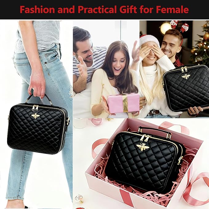 Travel Makeup Bag with Light Up Mirror, Portable Makeup Bag with Led Light Women Waterproof Makeup Travel Case adjustable dividers Rechargeable Vanity Mirror with 3 Color Lights