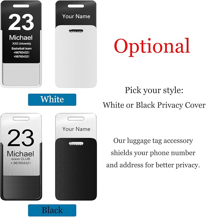 Customized Stainless Steel Luggage Tags: Personalize Your Suitcases, Backpacks, and Bags with Your Text - Custom Initial Text Name ID,Number 2"x3.3"(3 Pack)