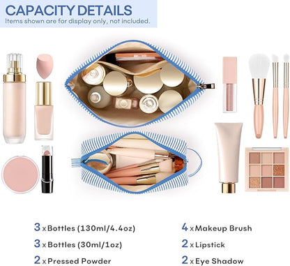 2 PCS Initial Makeup Bags for Women: Cosmetic Bag for Travel Toiletry - Birthday Gifts for 11 12 13 14 15 16 17 18 Years Old Girl Graduation Teacher Gift- Teen Girl Gifts Trendy Stuff - Blue J