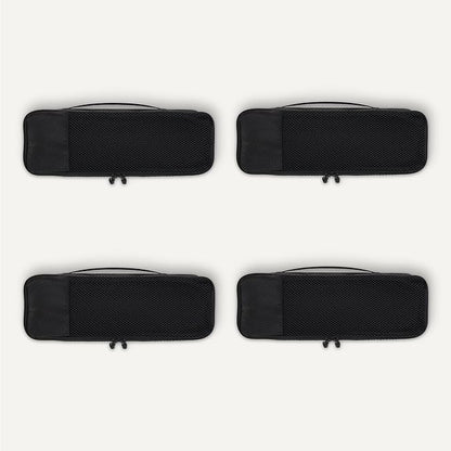 Amazon Essentials 4-Piece Packing Cubes Travel Accessories Set, Luggage Organizer with Double Zipper, Mesh Top, 100% Polyester, Slim, Black (Previously Amazon Basics)