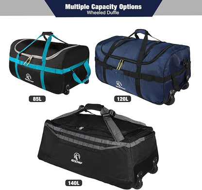 REDCAMP 85L/120L/140L Foldable Duffle Bag with Wheels, Large Travel Duffel Bag