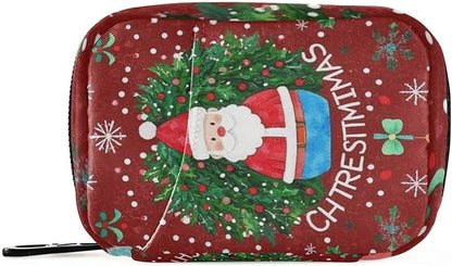 Pill Organizer Box Case Weekly Travel Pill Container Holder 7Day Cute Vitamin Organizer Dispenser Sorter Planner Storage Small Compact Santa Claus Wreath Christmas Tree Snowflakes Colorful15