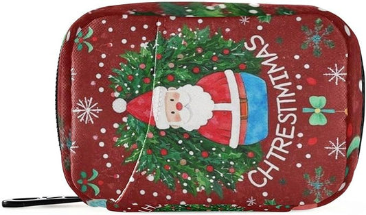 Pill Organizer Box Case Weekly Travel Pill Container Holder 7Day Cute Vitamin Organizer Dispenser Sorter Planner Storage Small Compact Santa Claus Wreath Christmas Tree Snowflakes Colorful15