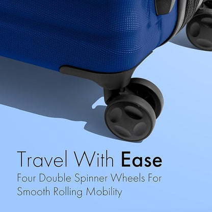(Not Made In China) Carry-On Luggage Hardside Spinner, 4 Wheels, Lightweight and Expandable 22 Inch Suitcase Rolling Carryon (Navy Blue)