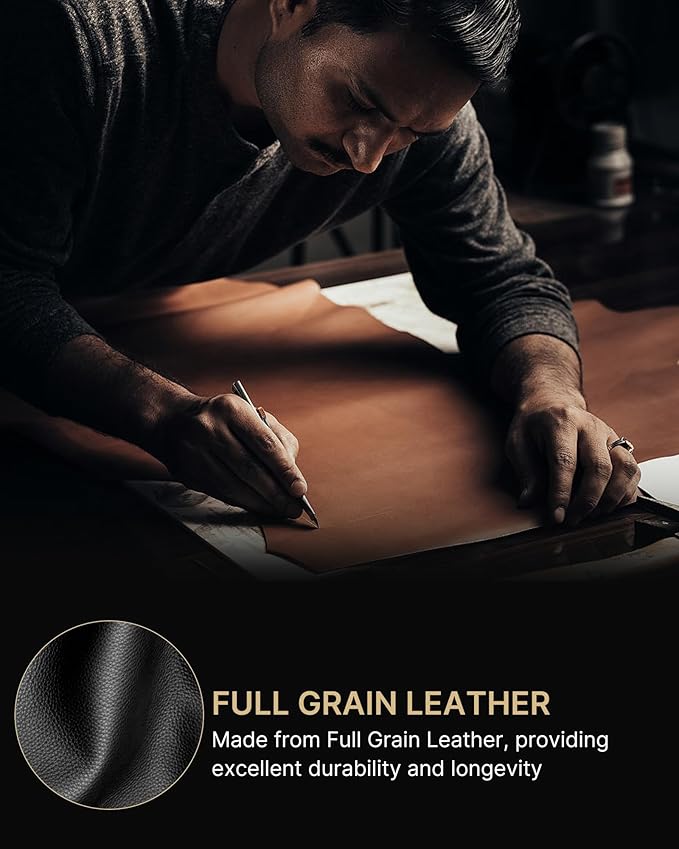 typecase Mens Wallet Card Holder: Pop Up Aluminum Case, Full Grain Leather, RFID Blocking, Smart, Slim, Minimalist, Front Pocket - 9-14 Card Capacity | ID Window | Cash Slot (Burnished Black)