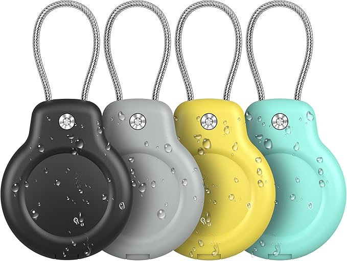 for AirTag Holder Waterproof Case with Keychain, Hidden Air Tags-4 Pack for Apple Air Tag Holder with Wire Cable Lock Key Ring Chain Air Tagholder Accessories for GPS Item Tracker Kids,Keys,Luggage