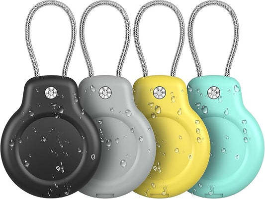 for AirTag Holder Waterproof Case with Keychain, Hidden Air Tags-4 Pack for Apple Air Tag Holder with Wire Cable Lock Key Ring Chain Air Tagholder Accessories for GPS Item Tracker Kids,Keys,Luggage